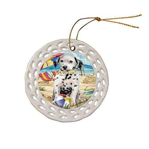 Pet Friendly Beach Dalmatian Dog Ceramic Doily Ornament DPOR48644