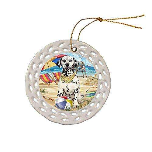 Pet Friendly Beach Dalmatian Dog Ceramic Doily Ornament DPOR48646