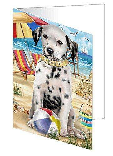 Pet Friendly Beach Dalmatian Dog Handmade Artwork Assorted Pets Greeting Cards and Note Cards with Envelopes for All Occasions and Holiday Seasons GCD49961