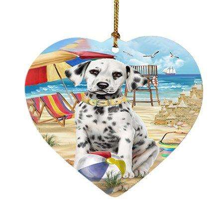Pet Friendly Beach Dalmatian Dog Heart Christmas Ornament HPOR48642