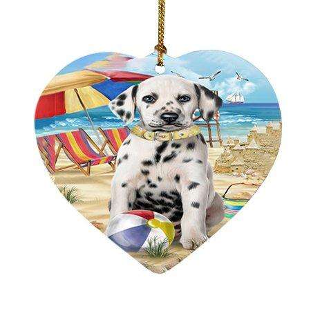 Pet Friendly Beach Dalmatian Dog Heart Christmas Ornament HPOR48645