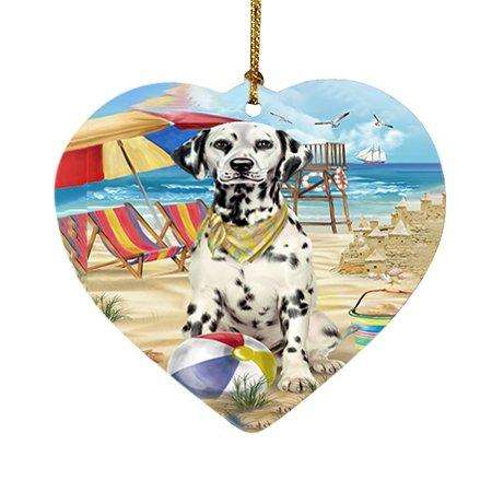 Pet Friendly Beach Dalmatian Dog Heart Christmas Ornament HPOR48646