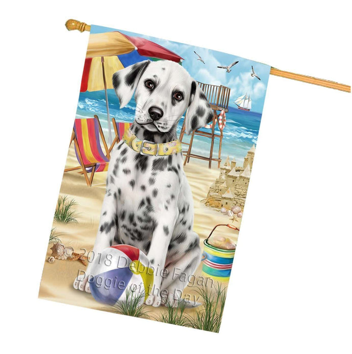 Pet Friendly Beach Dalmatian Dog House Flag FLG48607