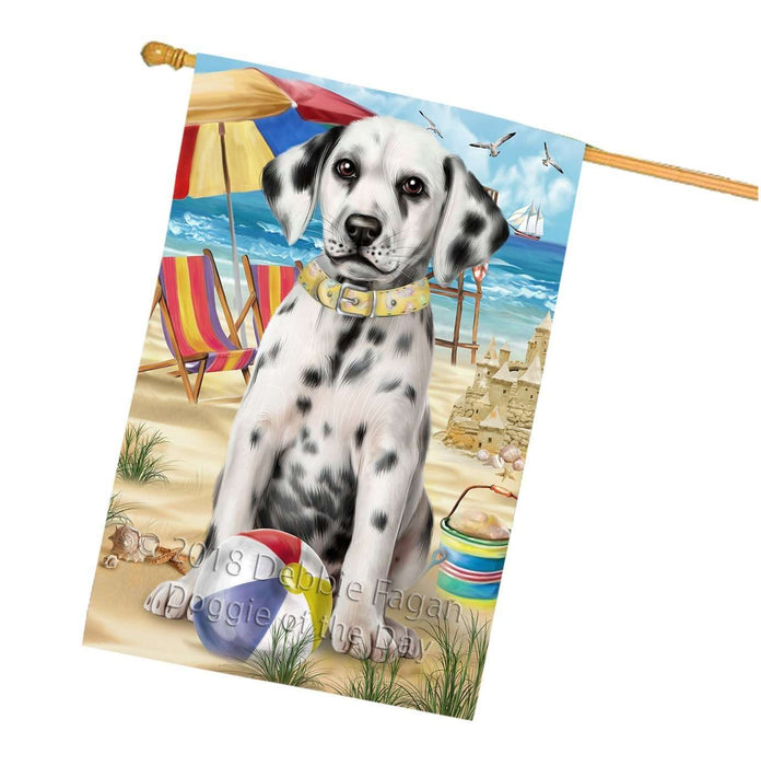 Pet Friendly Beach Dalmatian Dog House Flag FLG48608