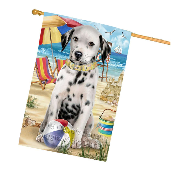 Pet Friendly Beach Dalmatian Dog House Flag FLG48609