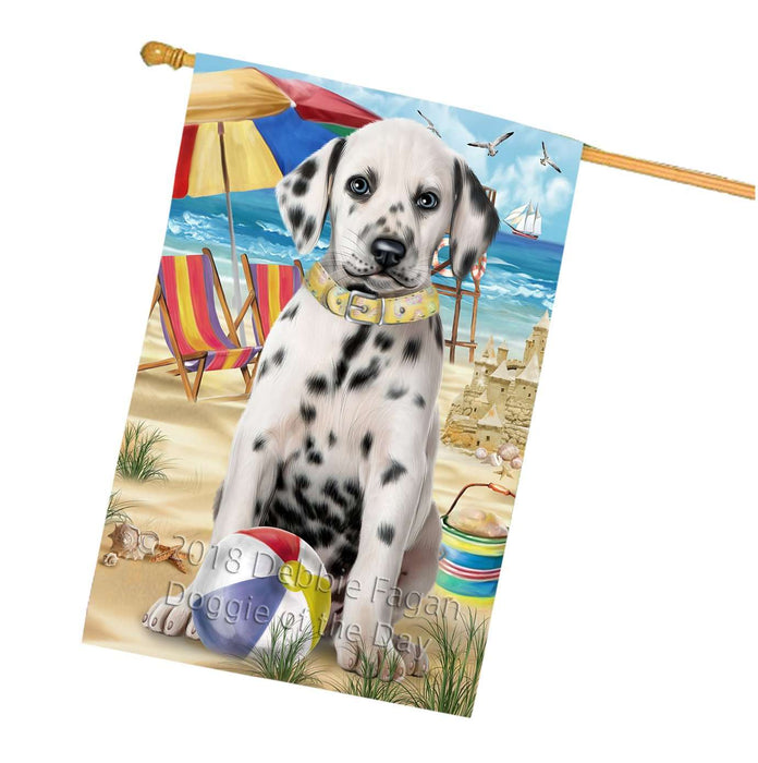 Pet Friendly Beach Dalmatian Dog House Flag FLG48610