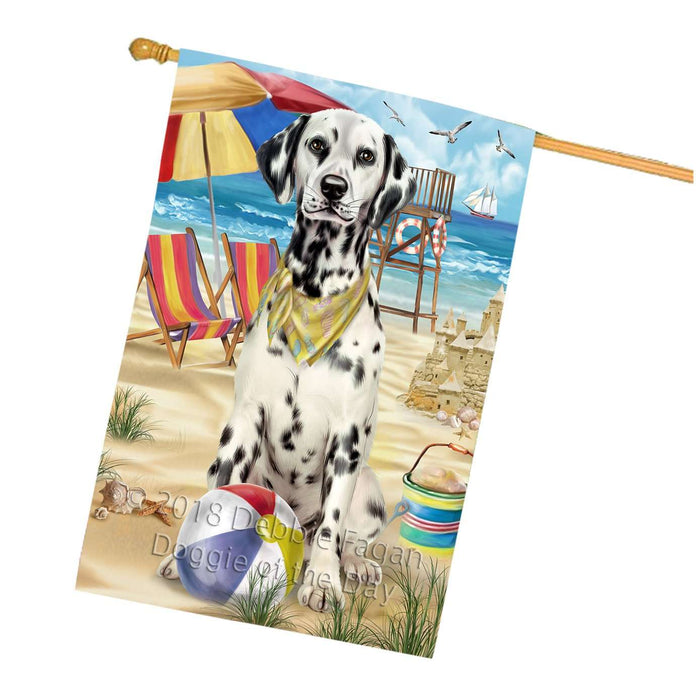 Pet Friendly Beach Dalmatian Dog House Flag FLG48611