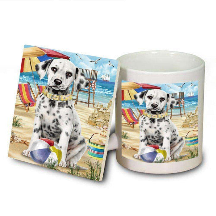 Pet Friendly Beach Dalmatian Dog Mug and Coaster Set MUC48634