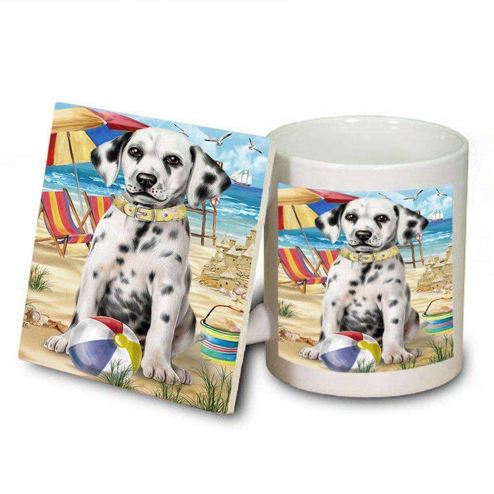 Pet Friendly Beach Dalmatian Dog Mug and Coaster Set MUC48635