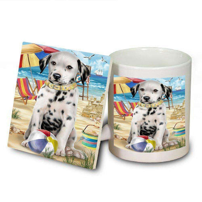 Pet Friendly Beach Dalmatian Dog Mug and Coaster Set MUC48636