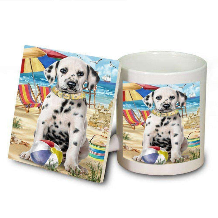 Pet Friendly Beach Dalmatian Dog Mug and Coaster Set MUC48637