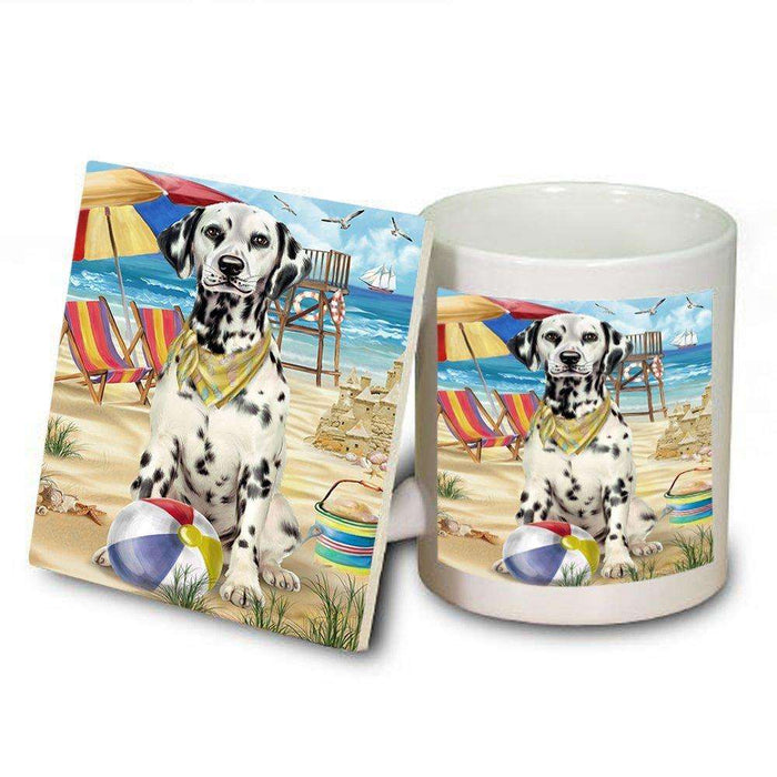 Pet Friendly Beach Dalmatian Dog Mug and Coaster Set MUC48638
