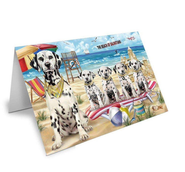 Pet Friendly Beach Dalmatians Dog Handmade Artwork Assorted Pets Greeting Cards and Note Cards with Envelopes for All Occasions and Holiday Seasons GCD49952