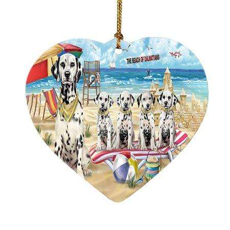 Pet Friendly Beach Dalmatians Dog Heart Christmas Ornament HPOR48641