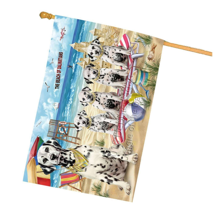 Pet Friendly Beach Dalmatians Dog House Flag FLG48606