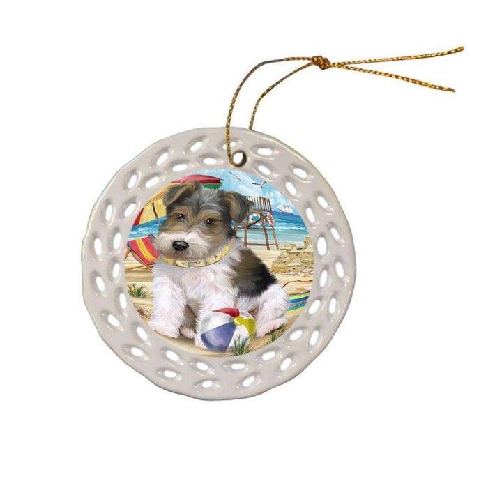 Pet Friendly Beach Fox Terrier Dog Ceramic Doily Ornament DPOR50038
