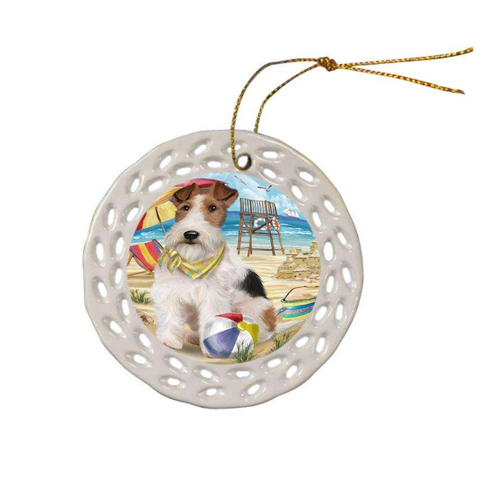 Pet Friendly Beach Fox Terrier Dog Ceramic Doily Ornament DPOR50039