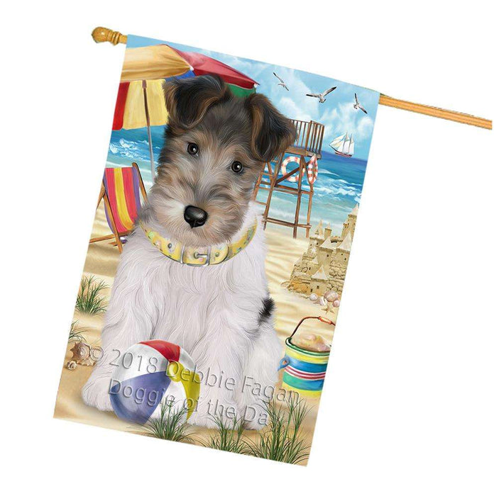 Pet Friendly Beach Fox Terrier Dog House Flag FLG50000