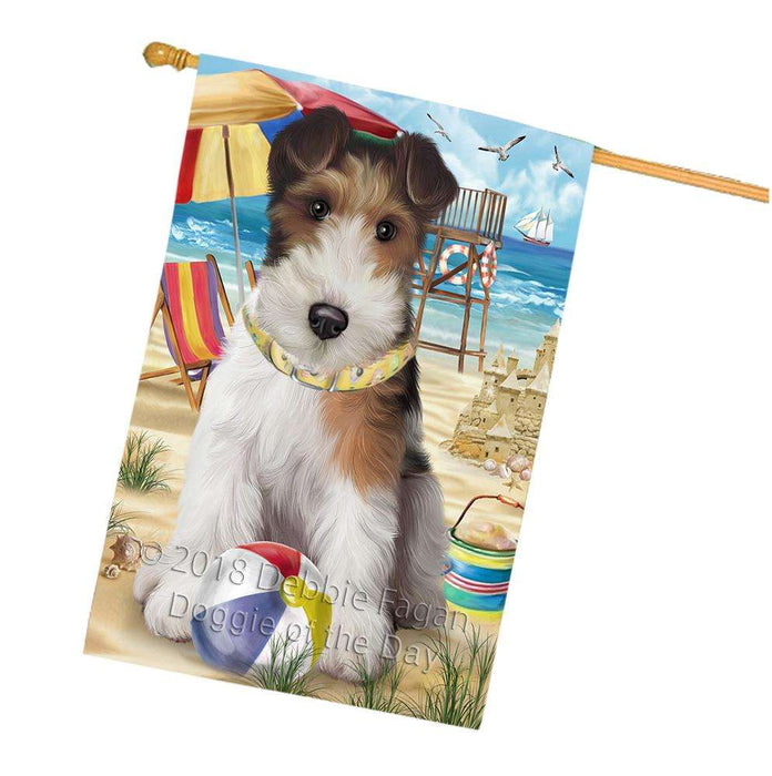 Pet Friendly Beach Fox Terrier Dog House Flag FLG50001