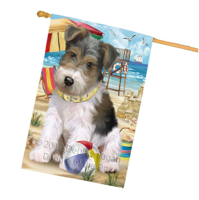 Pet Friendly Beach Fox Terrier Dog House Flag FLG50003