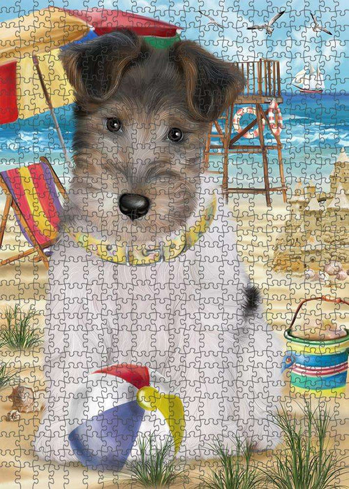 Pet Friendly Beach Fox Terrier Dog Puzzle with Photo Tin PUZL53811