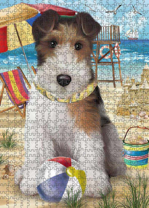 Pet Friendly Beach Fox Terrier Dog Puzzle with Photo Tin PUZL53814