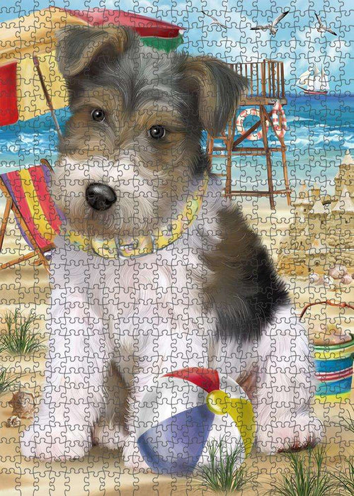 Pet Friendly Beach Fox Terrier Dog Puzzle with Photo Tin PUZL53820