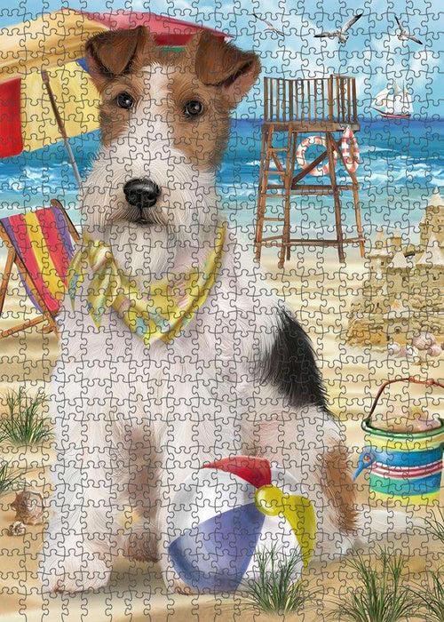 Pet Friendly Beach Fox Terrier Dog Puzzle with Photo Tin PUZL53823