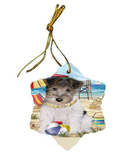 Pet Friendly Beach Fox Terrier Dog Star Porcelain Ornament SPOR50027
