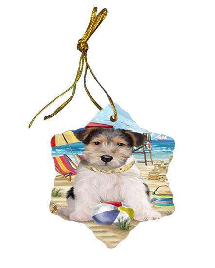 Pet Friendly Beach Fox Terrier Dog Star Porcelain Ornament SPOR50029