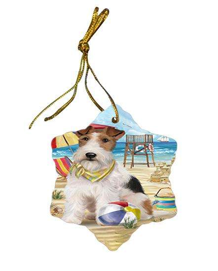 Pet Friendly Beach Fox Terrier Dog Star Porcelain Ornament SPOR50031