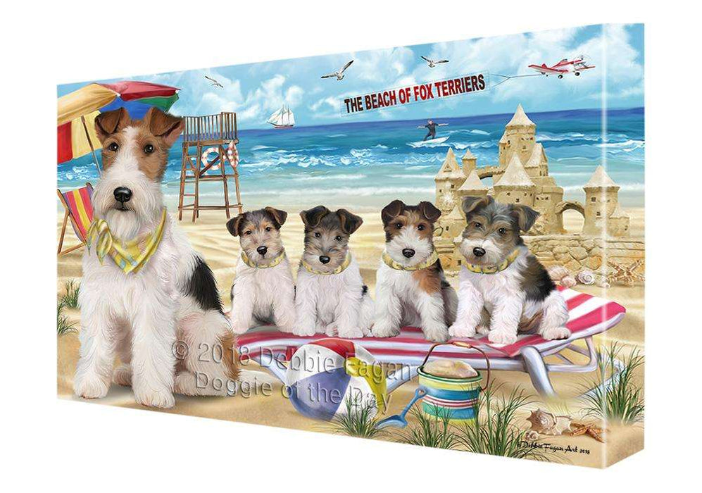 Pet Friendly Beach Fox Terriers Dog Canvas Wall Art CVS66058