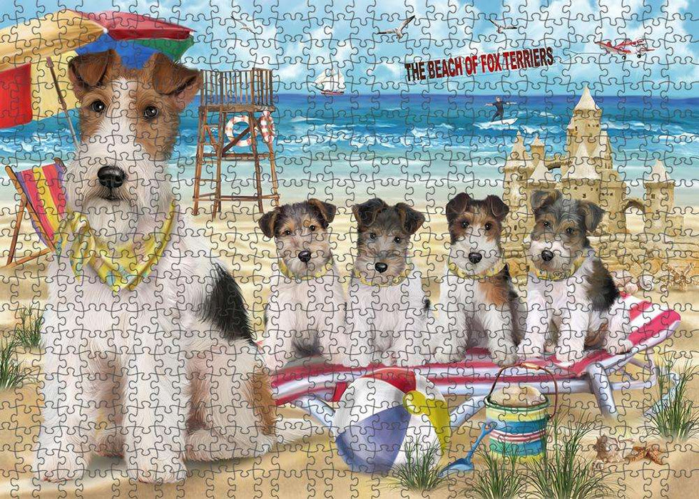 Pet Friendly Beach Fox Terriers Dog Puzzle with Photo Tin PUZL53808