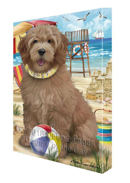 Pet Friendly Beach Goldendoodle Dog Canvas Print Wall Art Décor CVS81359