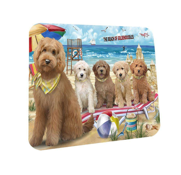 Pet Friendly Beach Goldendoodle Dog Coasters Set of 4 CST51521