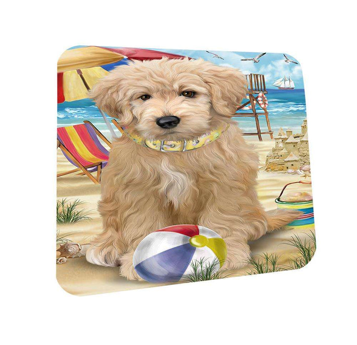Pet Friendly Beach Goldendoodle Dog Coasters Set of 4 CST51523