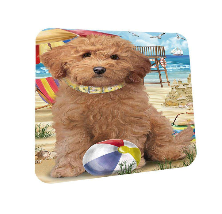 Pet Friendly Beach Goldendoodle Dog Coasters Set of 4 CST51524