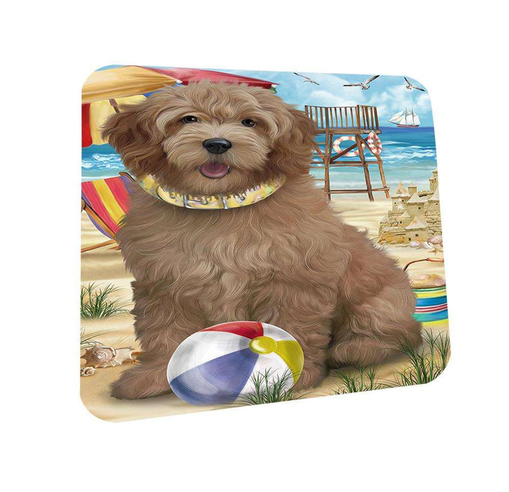 Pet Friendly Beach Goldendoodle Dog Coasters Set of 4 CST51525