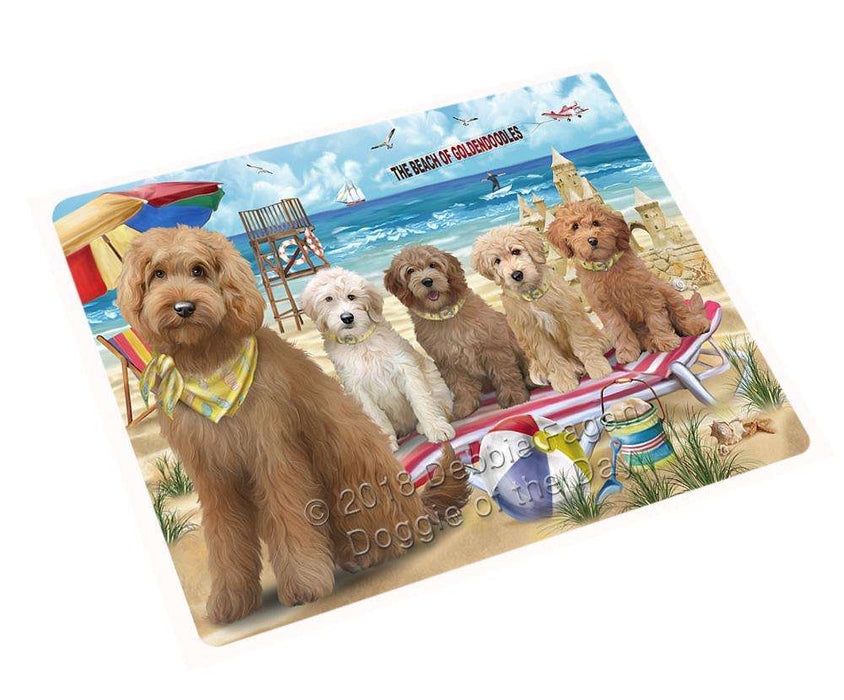 Pet Friendly Beach Goldendoodle Dog Cutting Board C58935