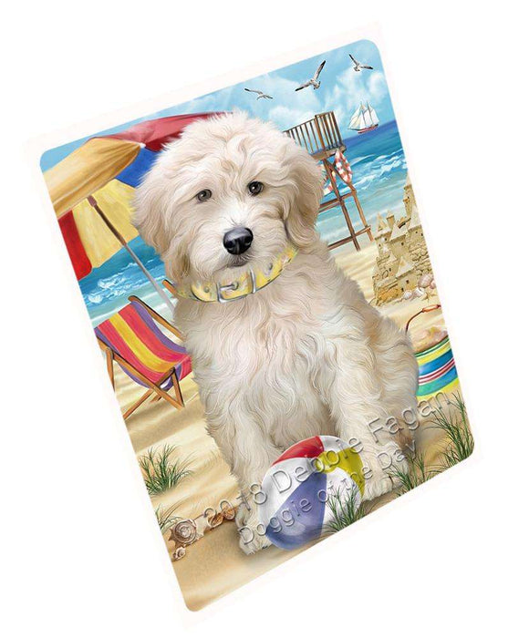 Pet Friendly Beach Goldendoodle Dog Cutting Board C58938