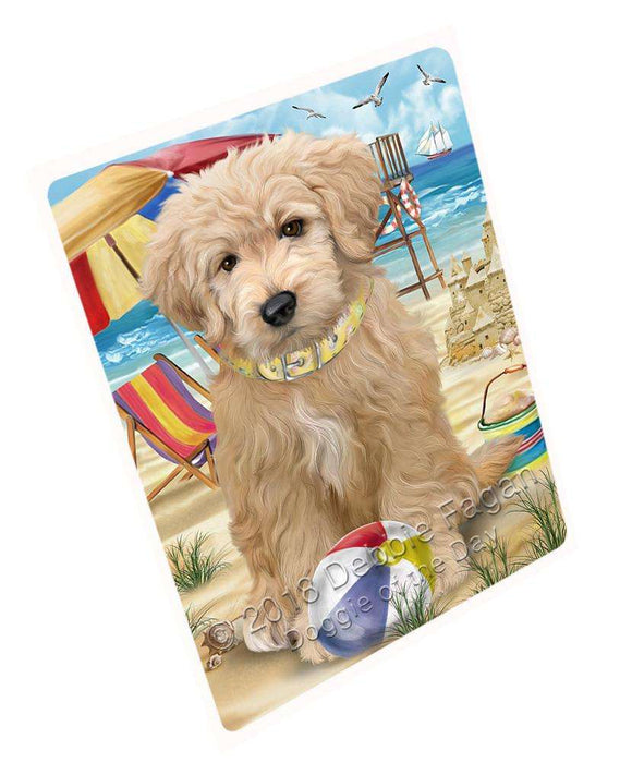 Pet Friendly Beach Goldendoodle Dog Cutting Board C58941