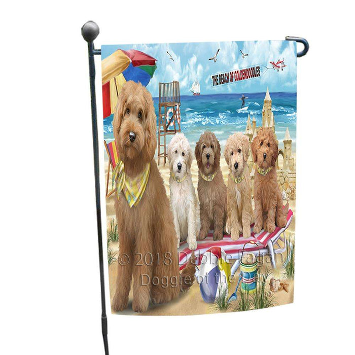 Pet Friendly Beach Goldendoodle Dog Garden Flag GFLG51559