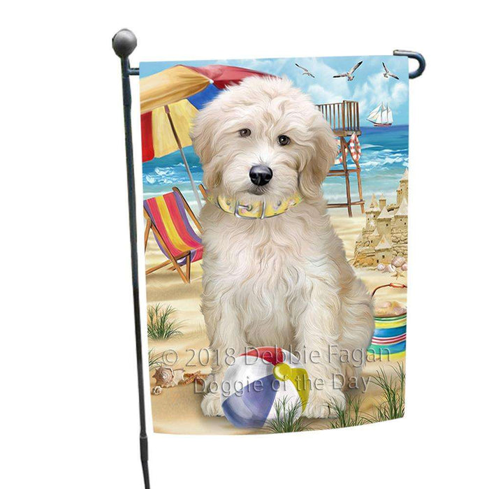 Pet Friendly Beach Goldendoodle Dog Garden Flag GFLG51560