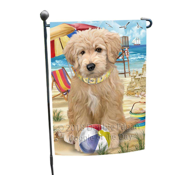 Pet Friendly Beach Goldendoodle Dog Garden Flag GFLG51561