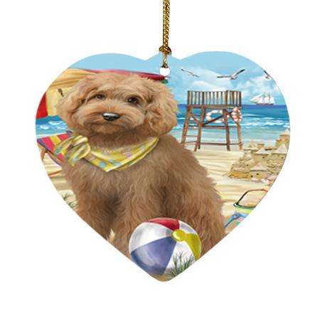 Pet Friendly Beach Goldendoodle Dog Heart Christmas Ornament HPOR51567
