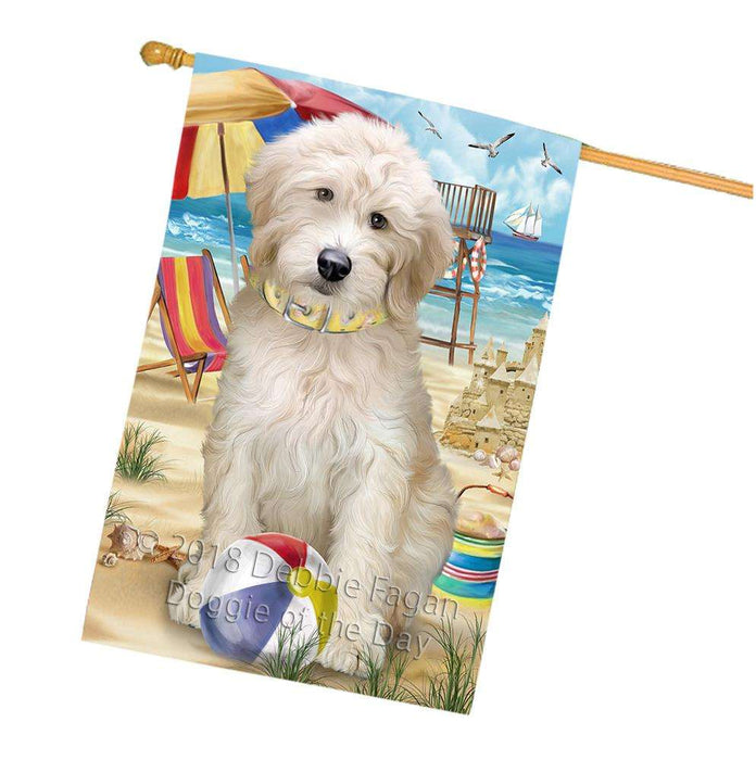 Pet Friendly Beach Goldendoodle Dog House Flag FLG51696
