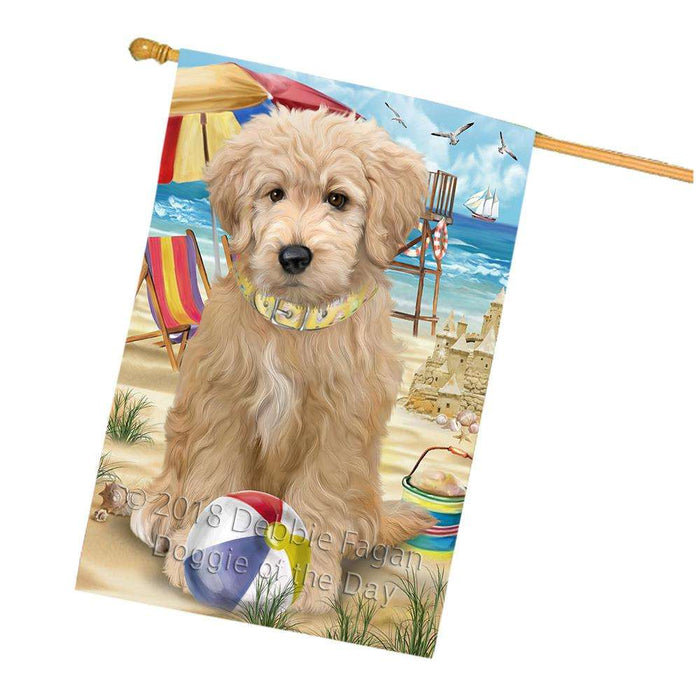 Pet Friendly Beach Goldendoodle Dog House Flag FLG51697