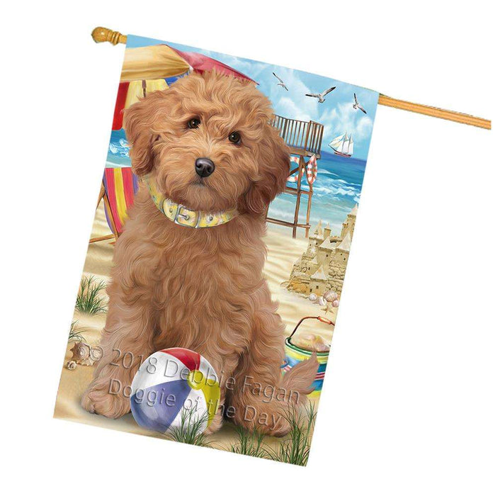 Pet Friendly Beach Goldendoodle Dog House Flag FLG51698