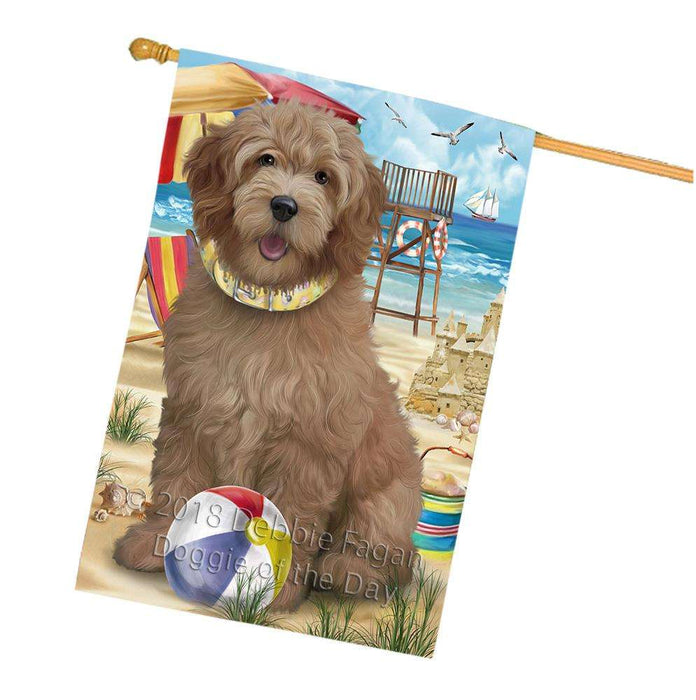 Pet Friendly Beach Goldendoodle Dog House Flag FLG51699