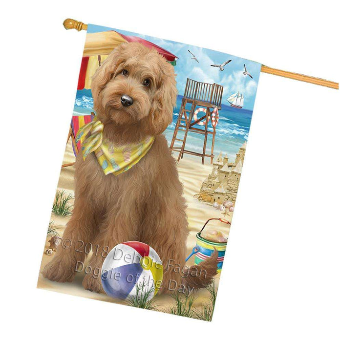 Pet Friendly Beach Goldendoodle Dog House Flag FLG51700